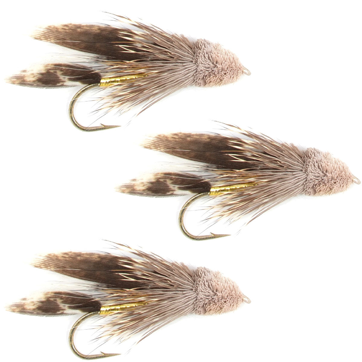 3 Pack Muddler Minnow Trout Streamer Fly - Hook Size 8