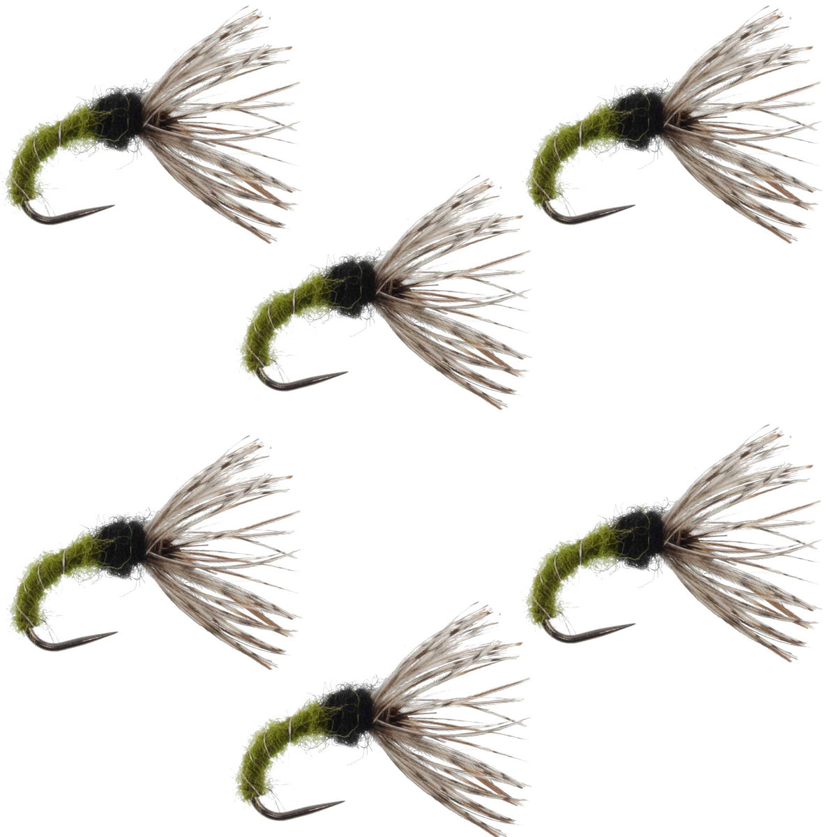 Olive Zebra Sakasa Kebari - Tenkara Flies - (6 Pack, Sz 16)