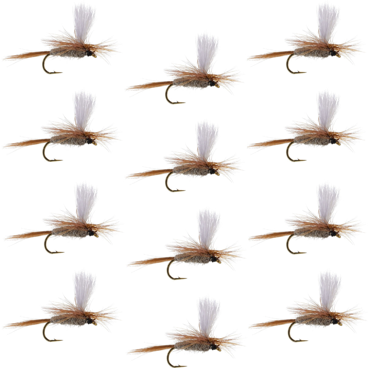 Hares Ear Parachute Classic Dry Fly - (12 Pack, Sz 14)