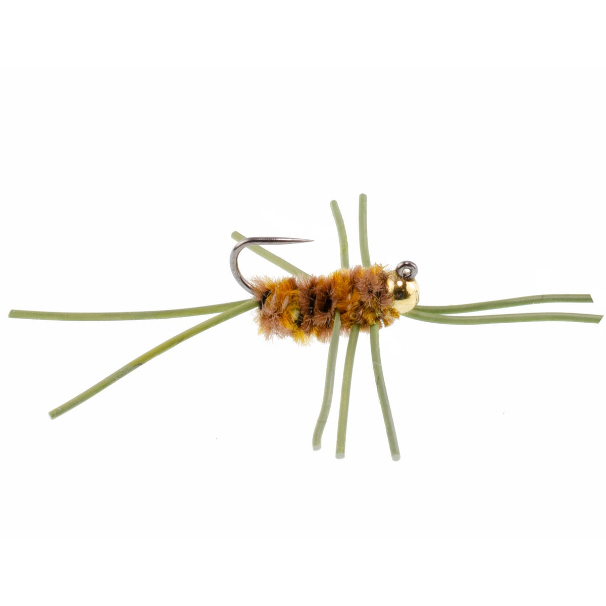 Pat’s Rubber Legs Euro Nymph – Coffee/Tan, Tungsten Jig (6 Pack, Size 10)