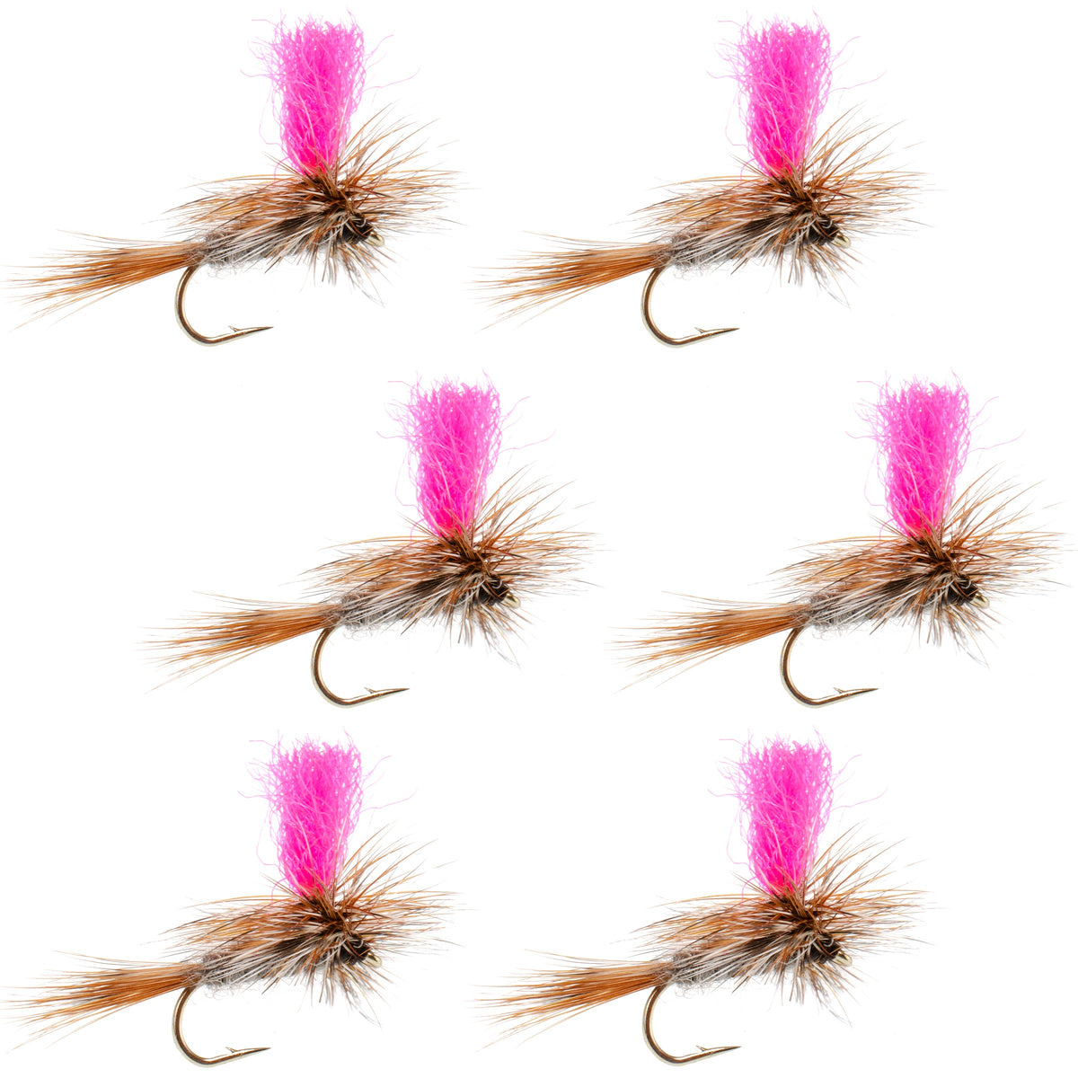 Adams Hi-Viz Parachute Classic Dry Fly - (6 Pack, Sz 14)