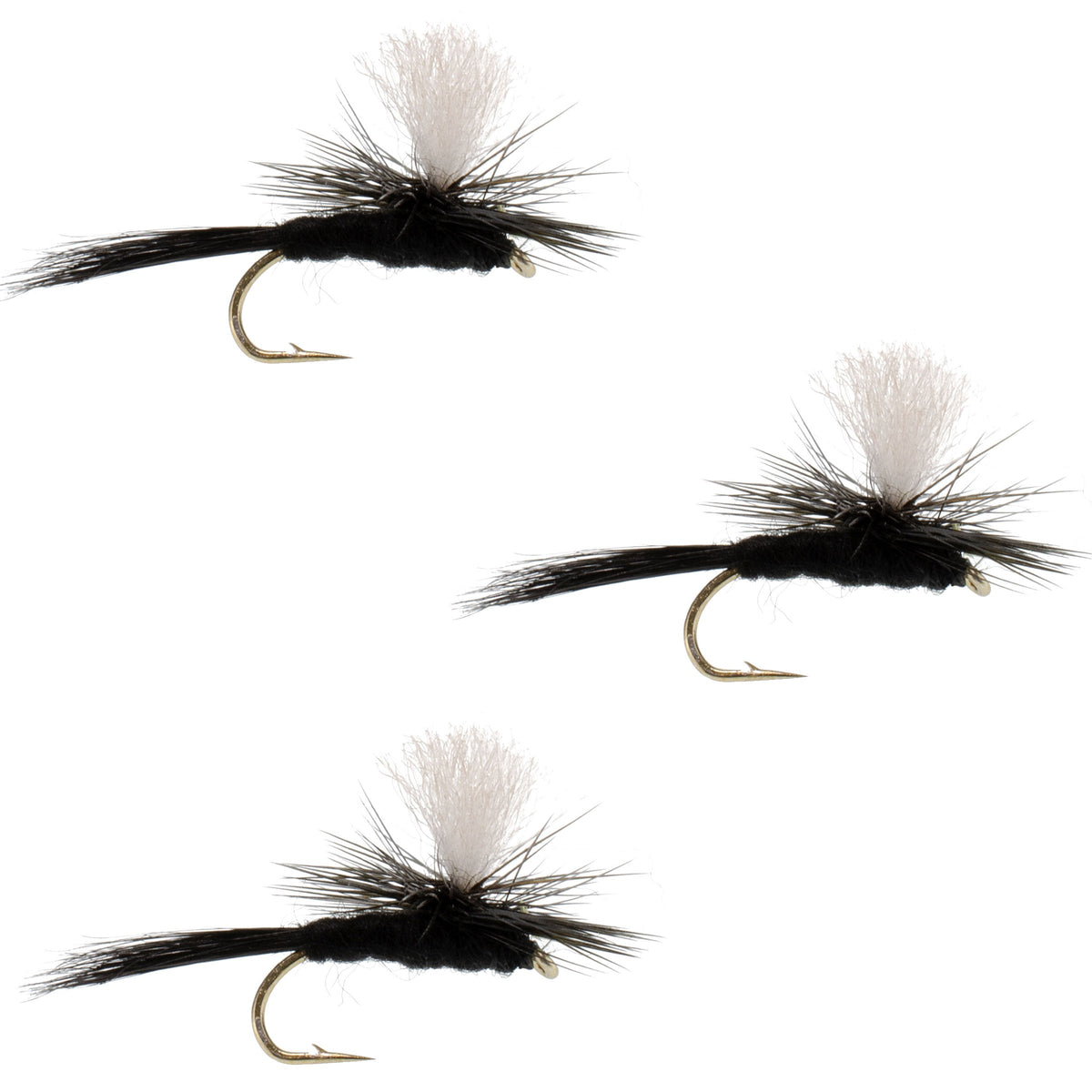 Parachute Black Gnat Classic Dry Fly - (3 Pack, Sz 14)