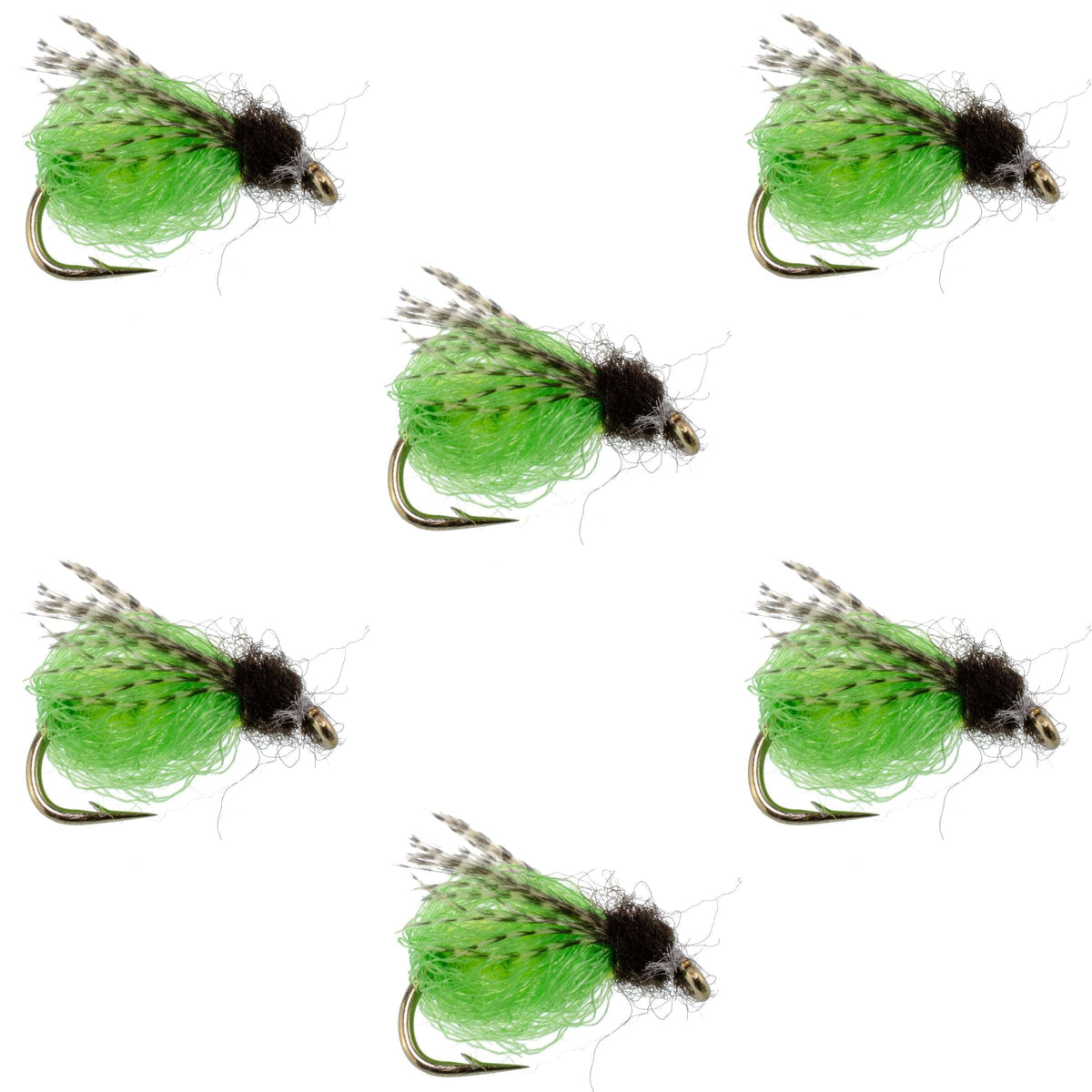 LaFontaine Bright Green Deep Sparkle Caddis Pupa - (6 Pack, Sz 18)