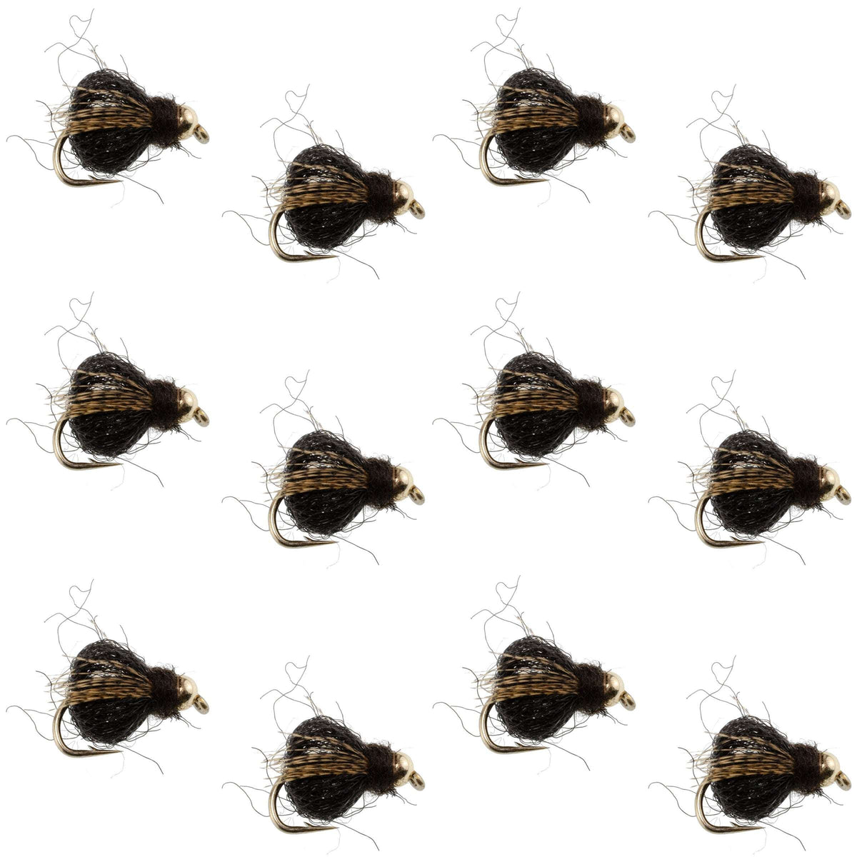 LaFontaine Black Caddis Pupa – Bead Head Nymph (12 Pack, Sz 16)