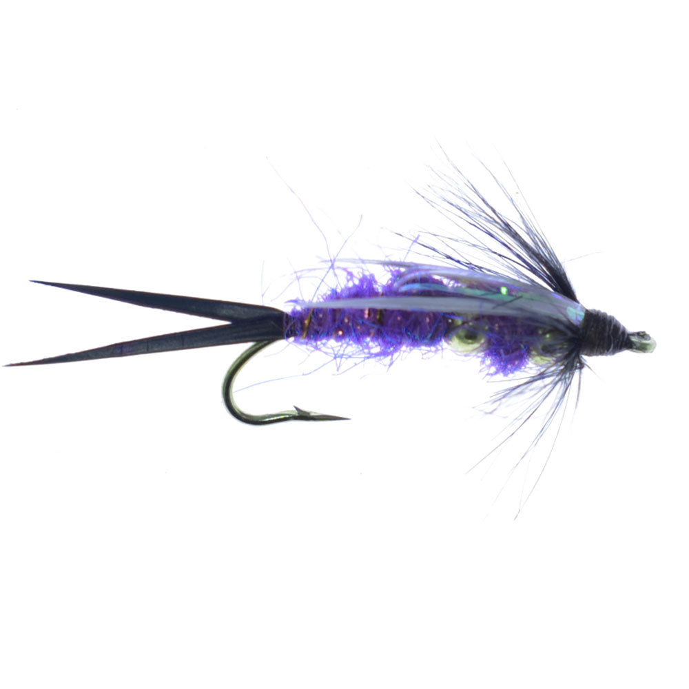 3 Pack Double Bead Purple Psycho Prince Nymph Fly - Size 14