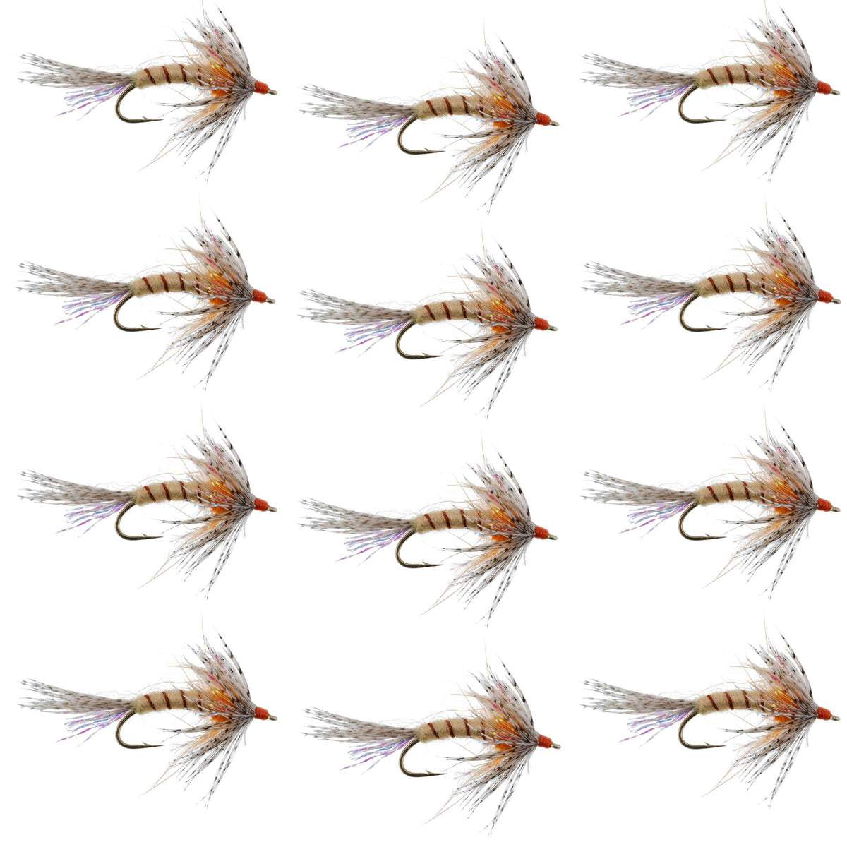 Orange Shakey Bealy Fall Soft Hackle Wet Fly - (12 Pack, Sz 10)