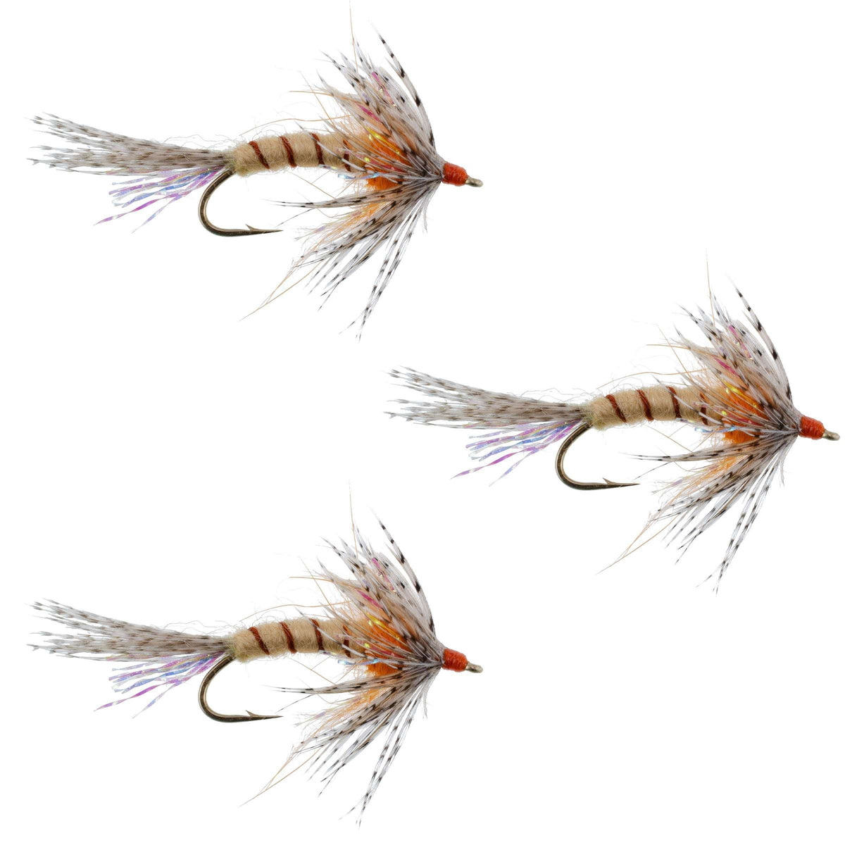 Orange Shakey Bealy Fall Soft Hackle Wet Fly - (3 Pack, Sz 10)