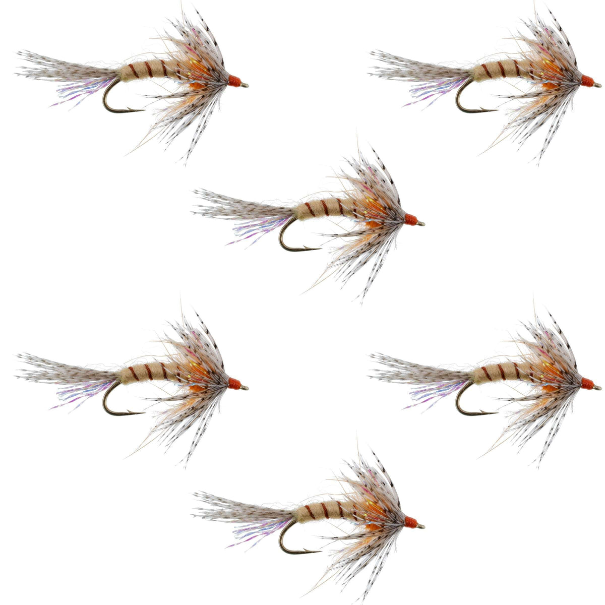 Orange Shakey Bealy Fall Soft Hackle Wet Fly - (6 Pack, Sz 10)