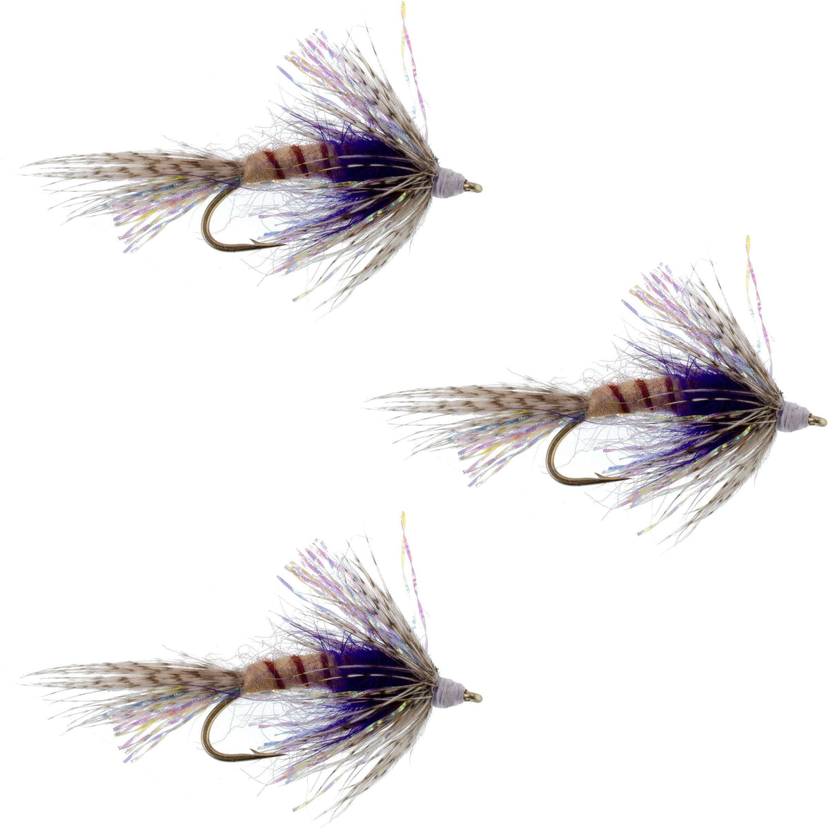 Purple Shakey Bealy Fall Soft Hackle Wet Fly - (3 Pack, Sz 10)