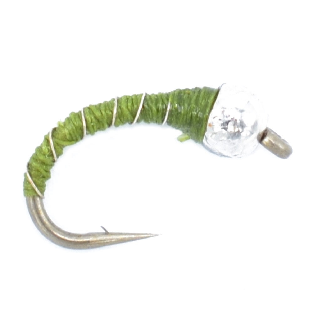 Bead Head Olive Zebra Midge Still Water Nymph - (12 Pack, Sz 16)