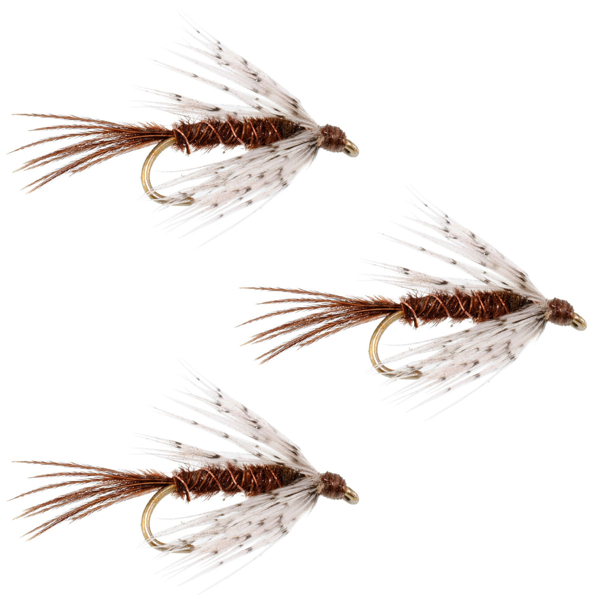 3 Pack Soft Hackle Partridge and Pheasant Tail Fly Fishing Wet Flies - Hook Size 12