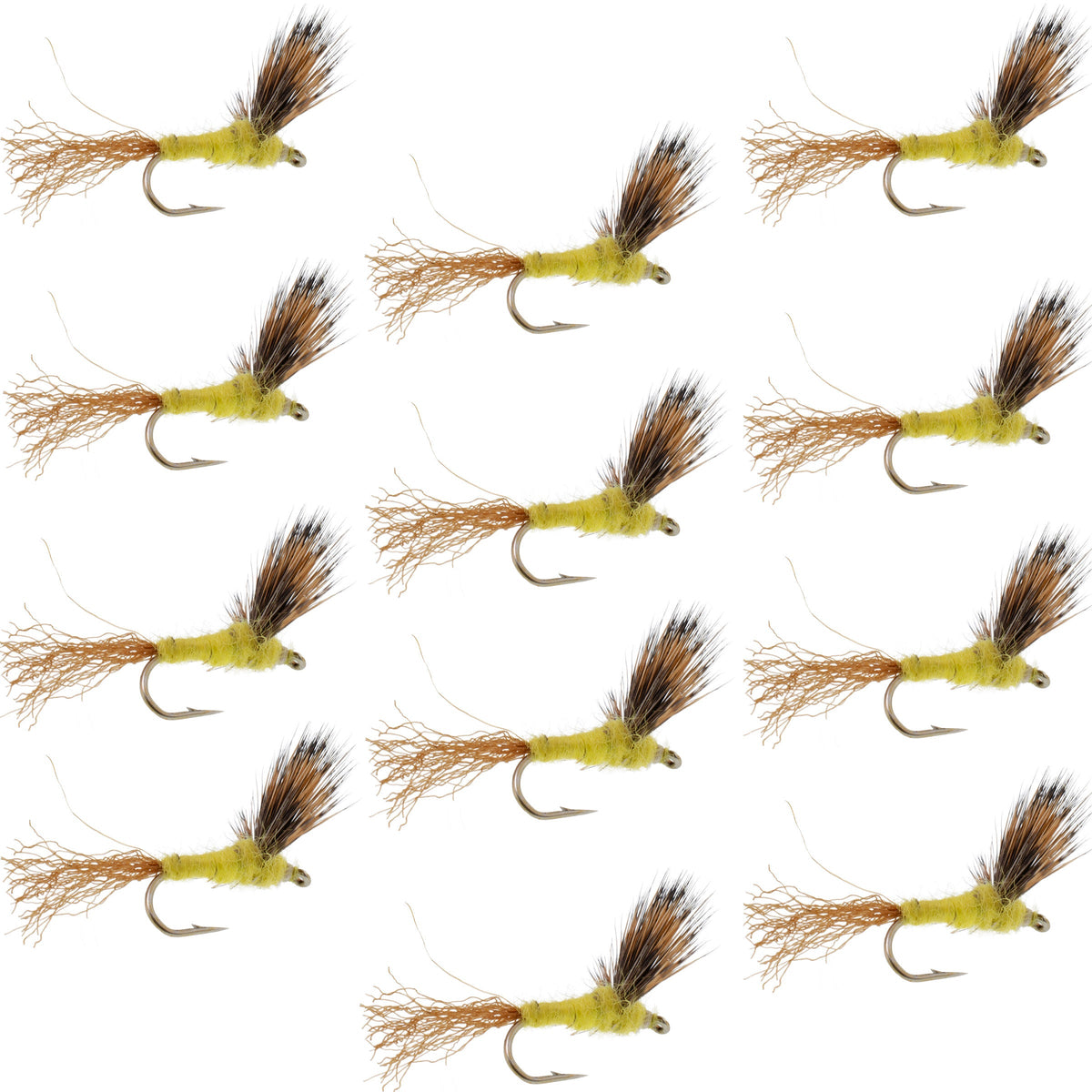 Sparkle Dun Pale Morning Dun PMD Yellow Body Mayfly - (12 Pack, Sz 14)