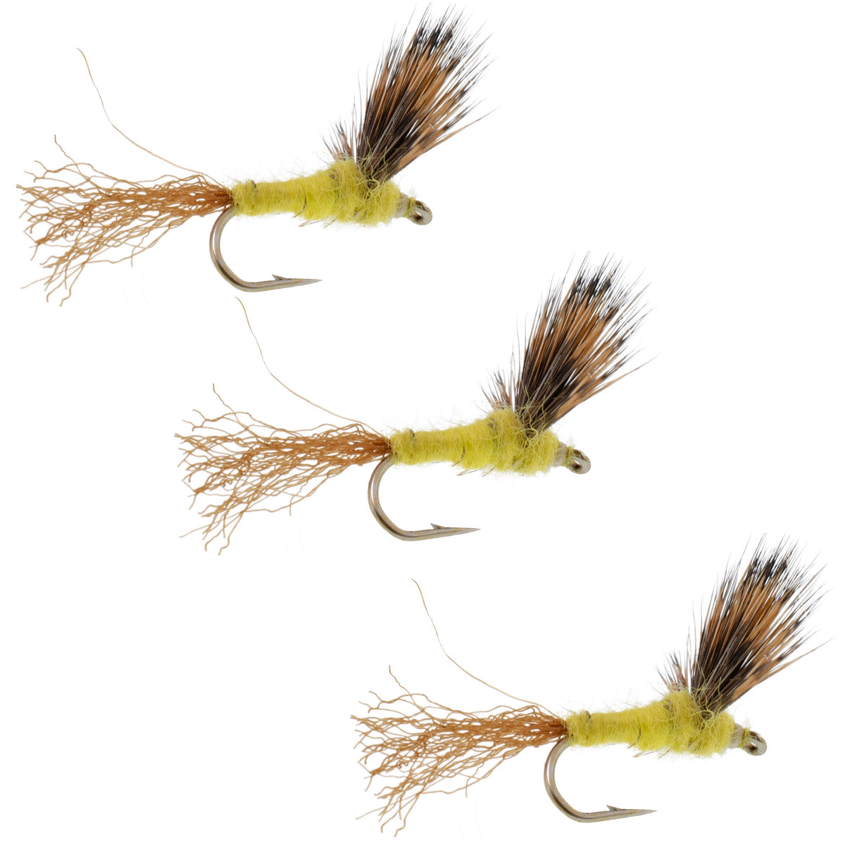 Sparkle Dun Pale Morning Dun PMD Yellow Body Mayfly - (3 Pack, Sz 14)