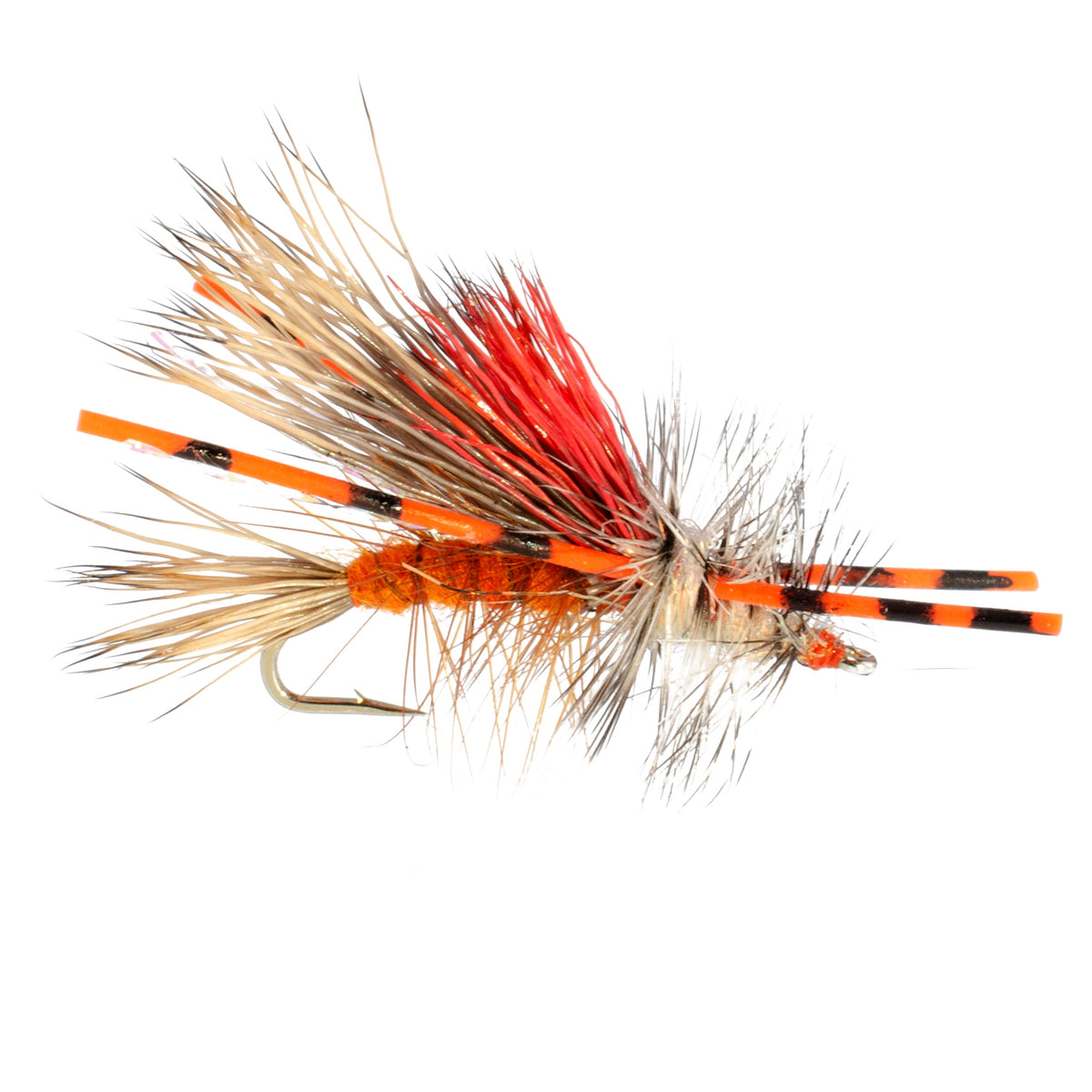 3 Pack Kaufmann&#39;s Orange Crystal Stimulator Rubber Legs Dry Fly - Hook Size 10