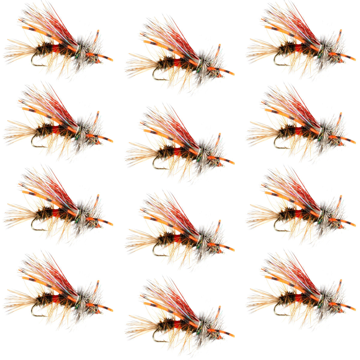 Kaufmann&#39;s Royal Crystal Stimulator Rubber Legs Dry Fly - 1 Dozen Flies Hook Size 12