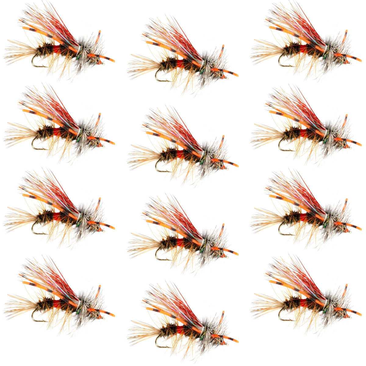 Kaufmann&#39;s Royal Crystal Stimulator Rubber Legs Dry Fly - 1 Dozen Flies Hook Size 8