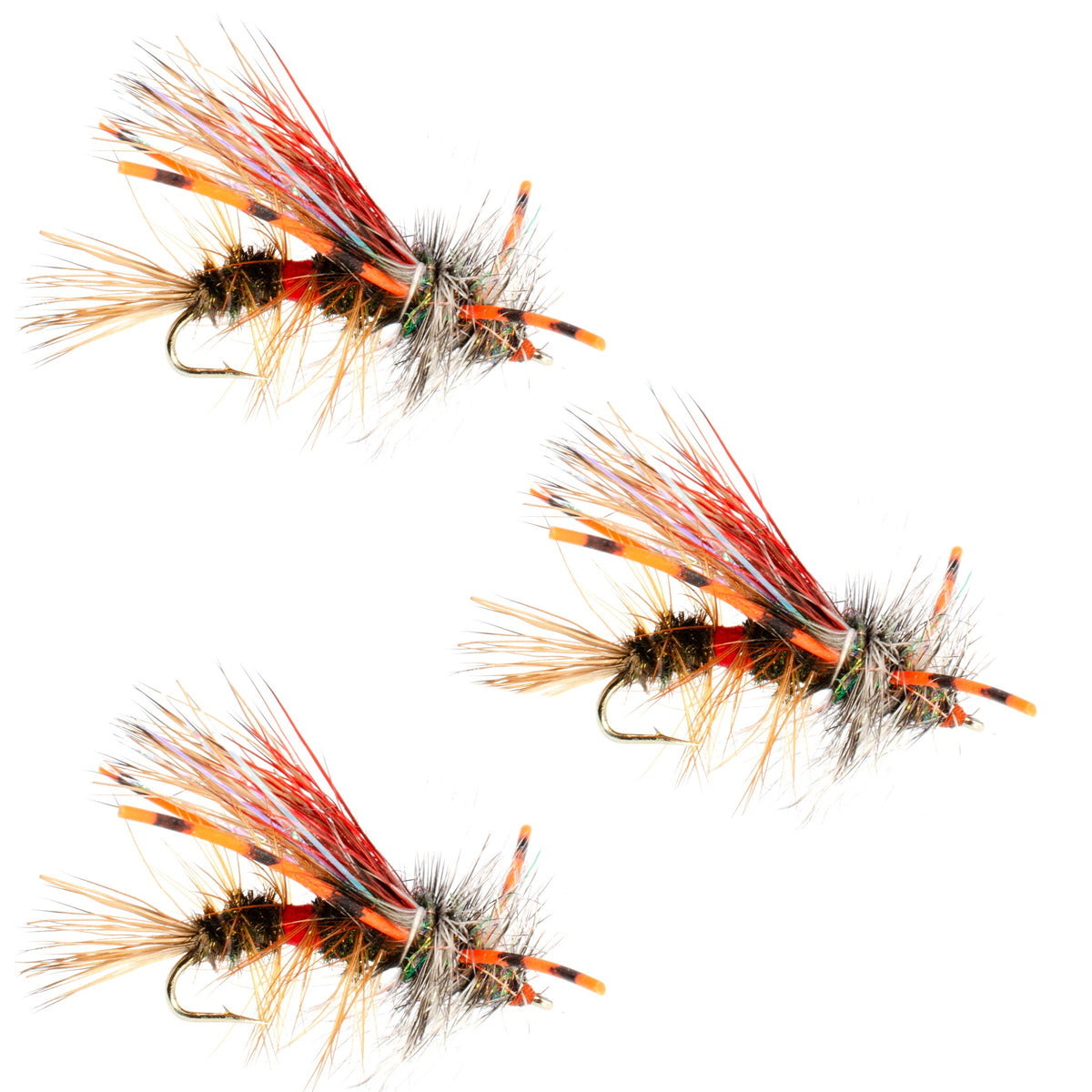 3 Pack Kaufmann&#39;s Royal Crystal Stimulator Rubber Legs Dry Fly - Hook Size 8