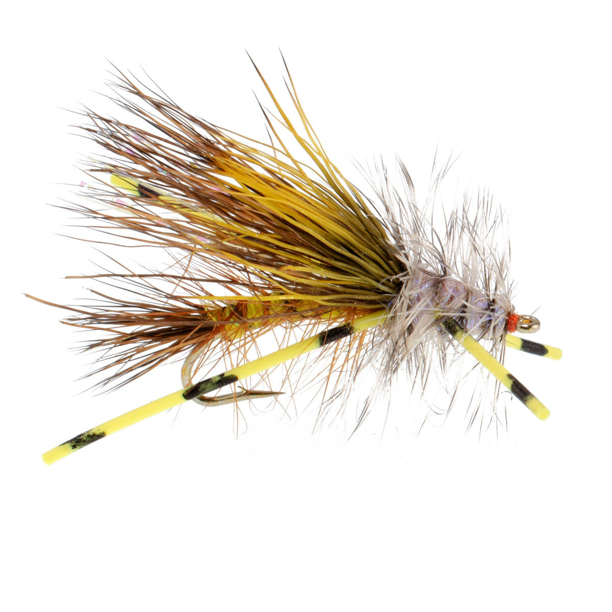 3 Pack Kaufmann&#39;s Yellow Crystal Stimulator Rubber Legs Dry Fly - Hook Size 12