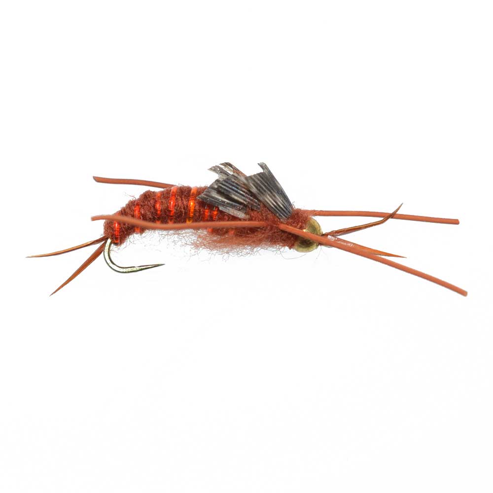 3 Pack Barbless Gold Bead Kaufmann&#39;s Brown Stone Fly with Rubber Legs - Stonefly Wet Fly - Hook Size 10