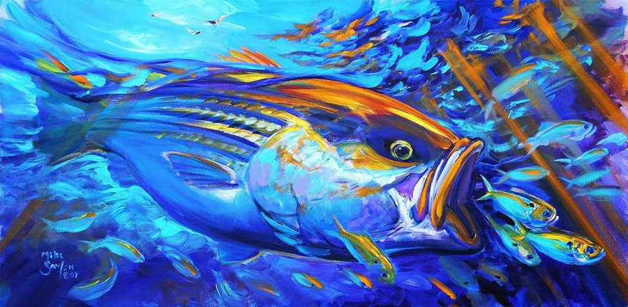 Mike Savlen Original Art Striped Bass