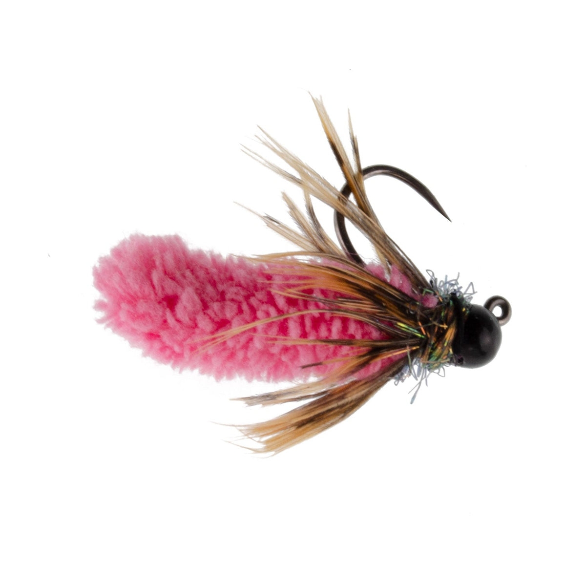 Tungsten Bead Hot Pink Mop Fly Tactical Euro Nymph Barbless - (12 Pack, Sz 14)