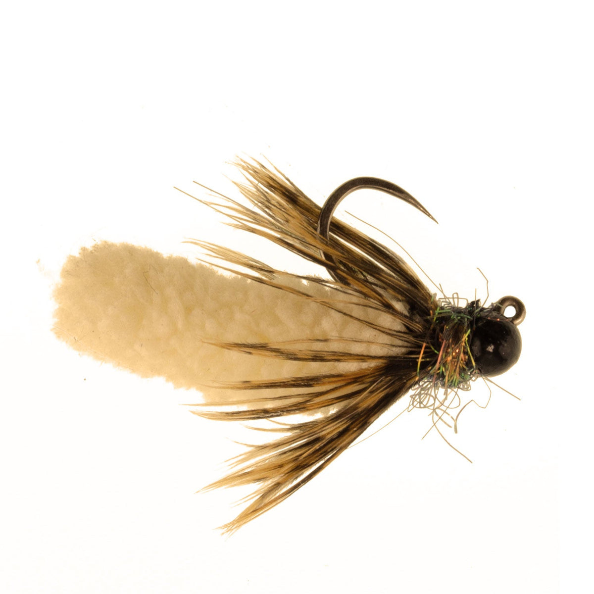 Tungsten Bead Tan Mop Fly Tactical Euro Nymph Barbless - (12 Pack, Sz 14)