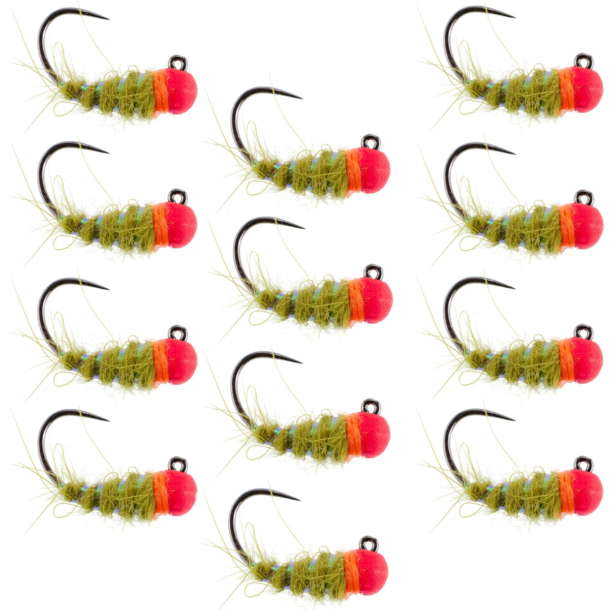 Tungsten Hot Bead Walt&#39;s Worm Jig Tactical Czech Nymph Euro Nymphing Fly - 1 Dozen Flies Hook Size 16