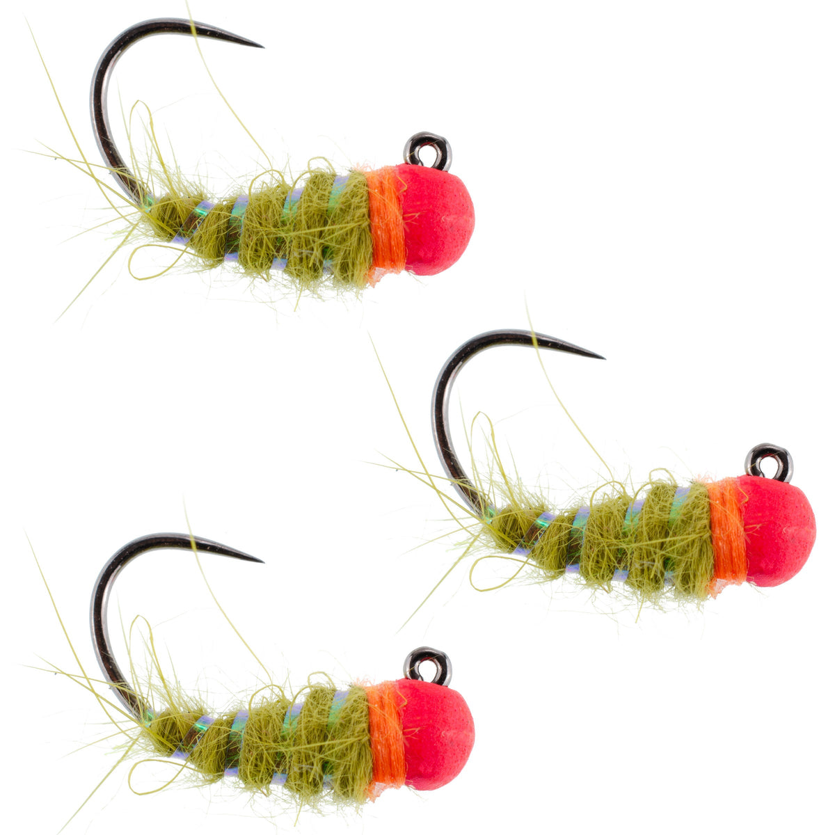 3 Pack Tungsten Hot Bead Walt&#39;s Worm Jig Tactical Czech Nymph Euro Nymphing Fly - Hook Size 12