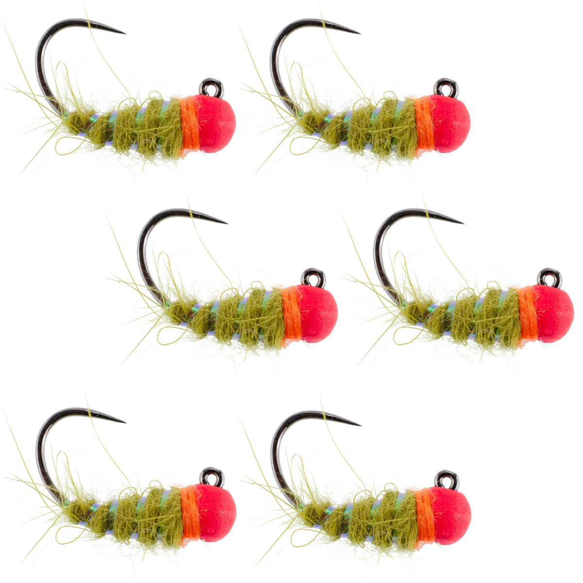 Tungsten Hot Bead Walt&#39;s Worm Jig Tactical Czech Nymph Euro Nymphing Fly - 6 Flies Hook Size 12
