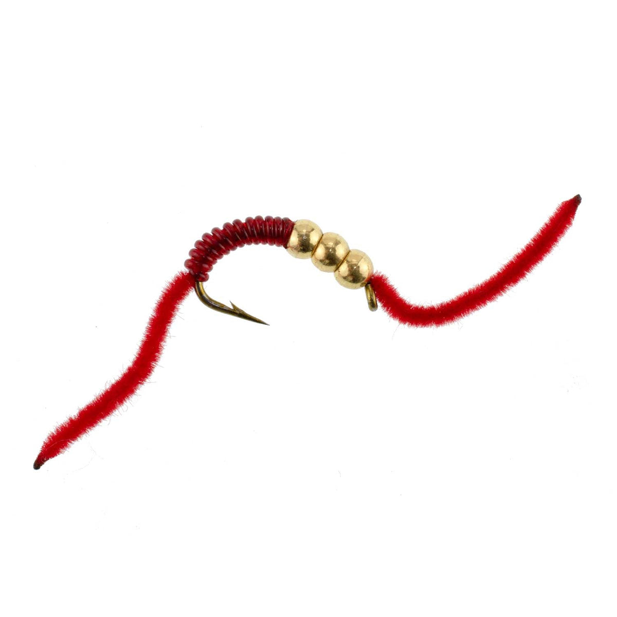 San Juan Triple Tungsten Bead Power Worm  Red V-Rib - (12 Pack, Sz 6)