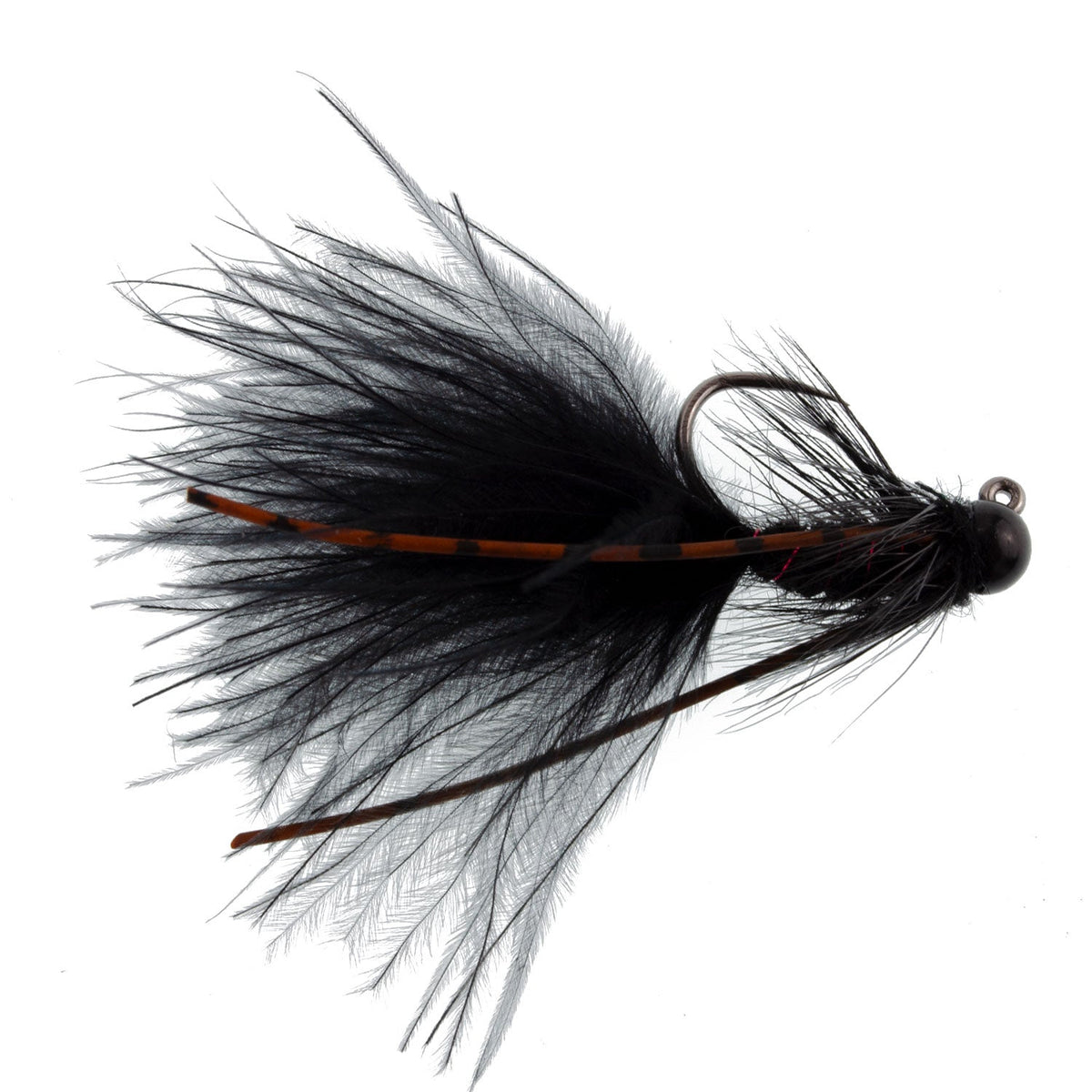 Tungsten Bead Tactical Black Mini Bugger Euro Nymph Fly - (12 Pack, Sz 8)