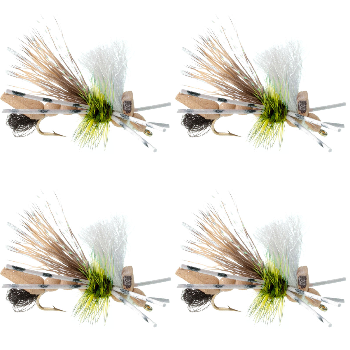 Water Trout Foam Grasshopper Fly - (4 Pack, Sz 10)