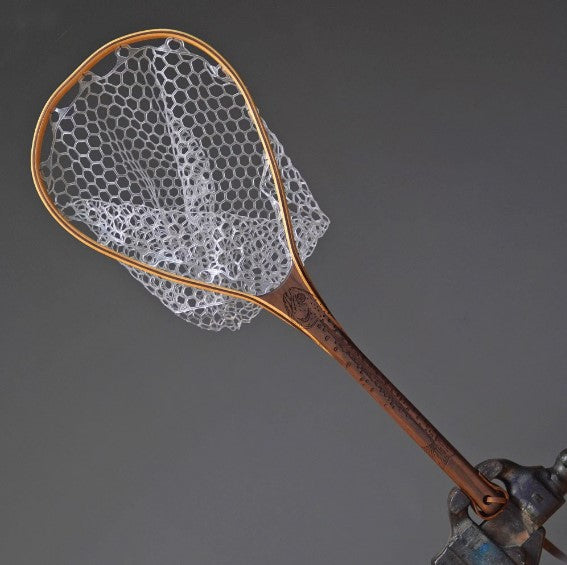 Little Dipper 12&quot;x8&quot; - Rainbow Trout Engraved - Natural Fly Fishing Traditional Landing Net - Handcrafted &amp; Made in USA