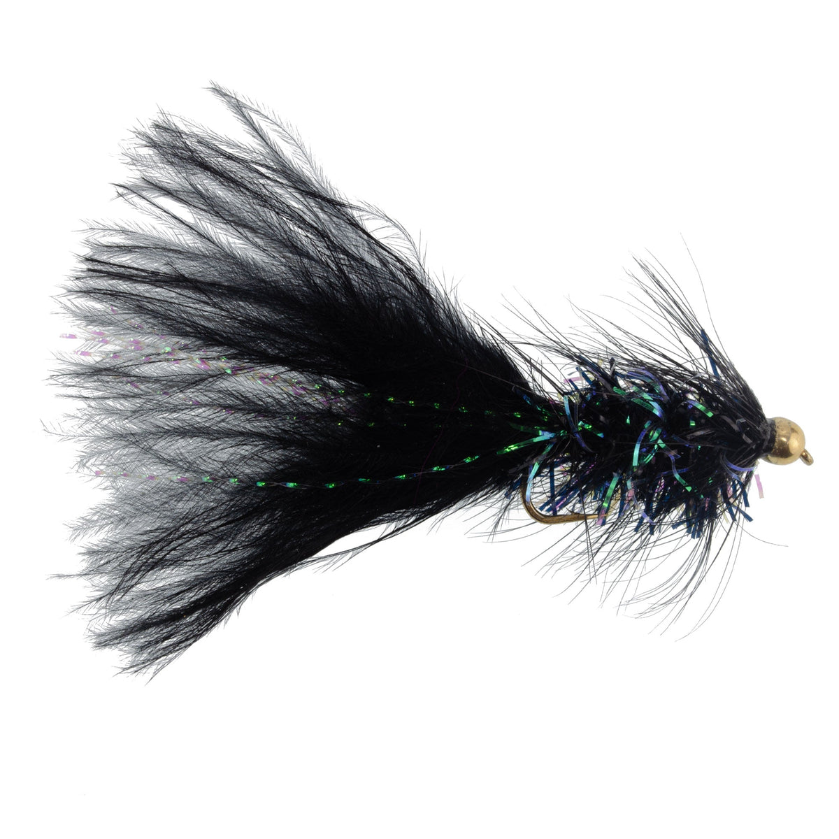 Black Bead Head Mini Crystal Woolly Bugger Streamer - 12 Flies Size 12