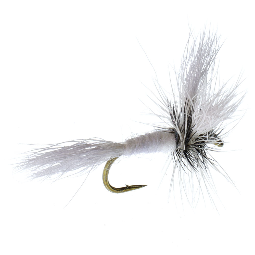 Barbless White Wulff Classic Hair Wing Dry Fly - (12 Pack, Sz 14)