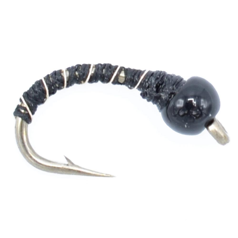 Bead Head Black Zebra Midge Still Water Nymph Fly - (3 Pack, Sz 22)