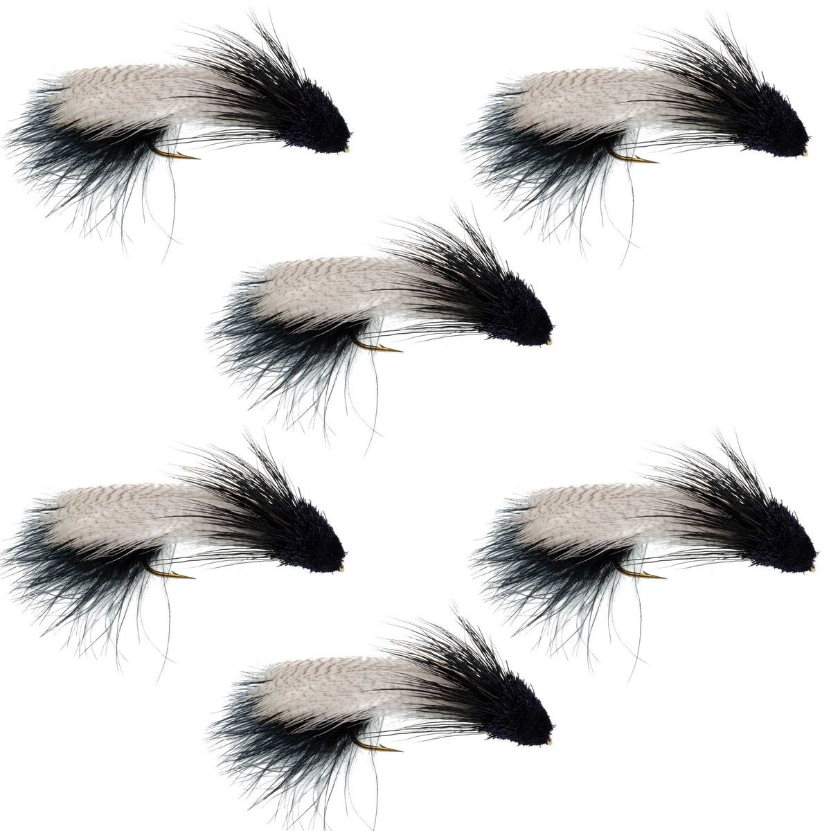 Galloup's Zoo Cougar Black Streamer Fly  - (6 Pack, Sz 4)