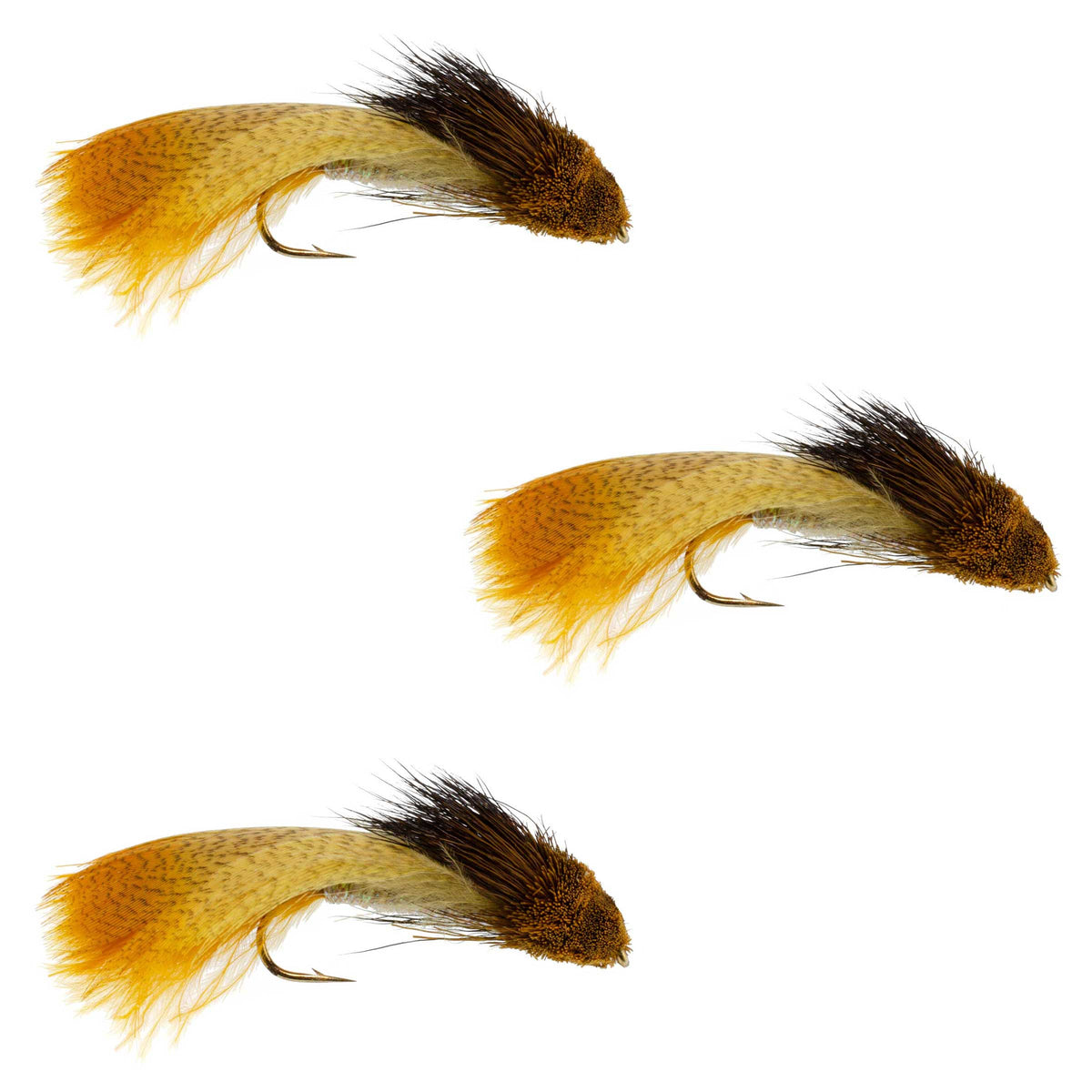 Galloup's Zoo Cougar Golden Brown Streamer Fly  - (3 Pack, Sz 4)