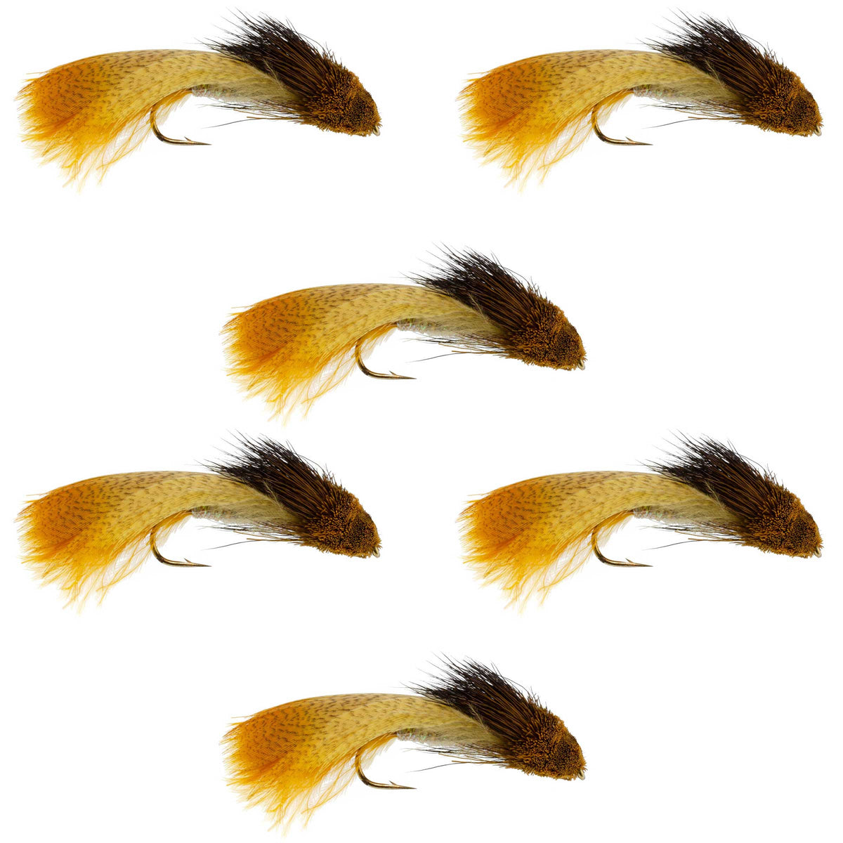Galloup's Zoo Cougar Golden Brown Streamer Fly - (6 Pack, Sz 4)