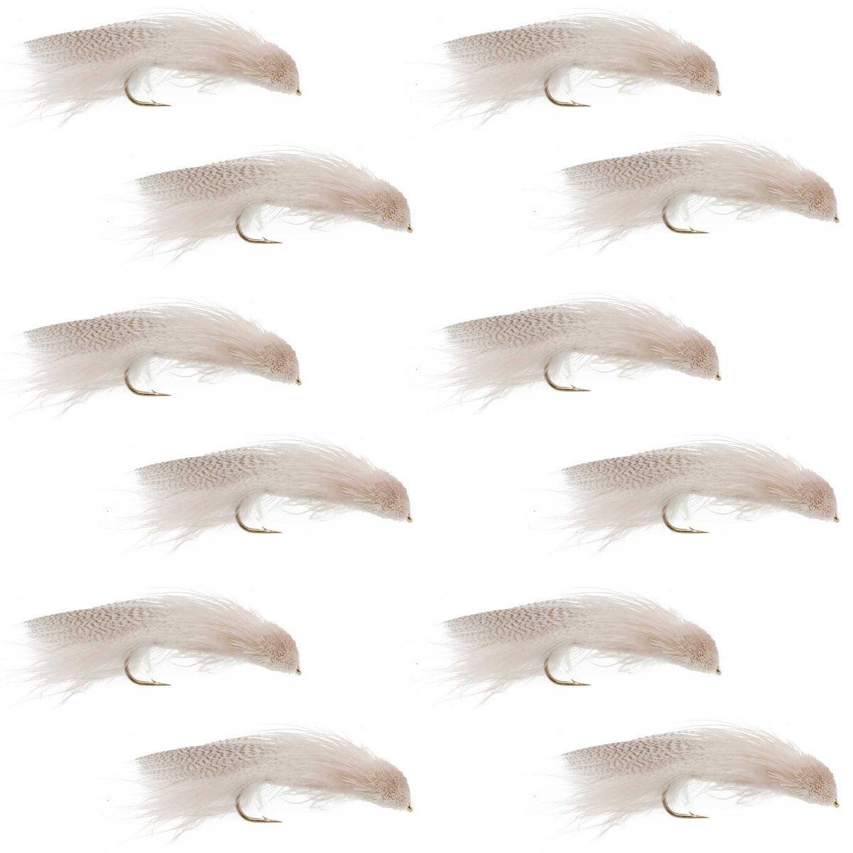 Galloup's Zoo Cougar White Streamer Fly - (12 Pack, Sz 4)