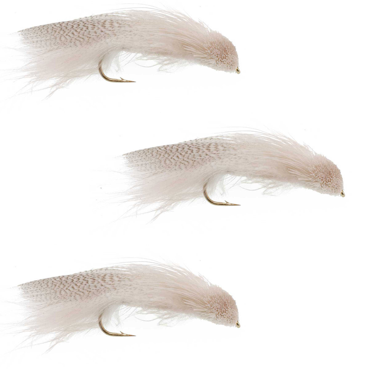 Galloup's Zoo Cougar White Streamer Fly - (3 Pack, Sz 4)