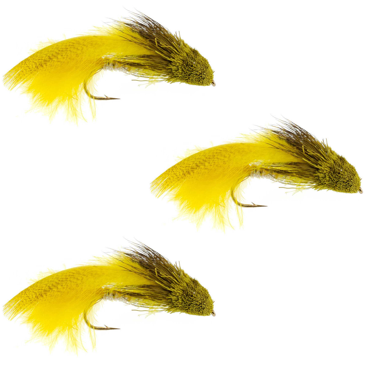 Galloup's Zoo Cougar Yellow Streamer Fly - (3 Pack, Sz 4)