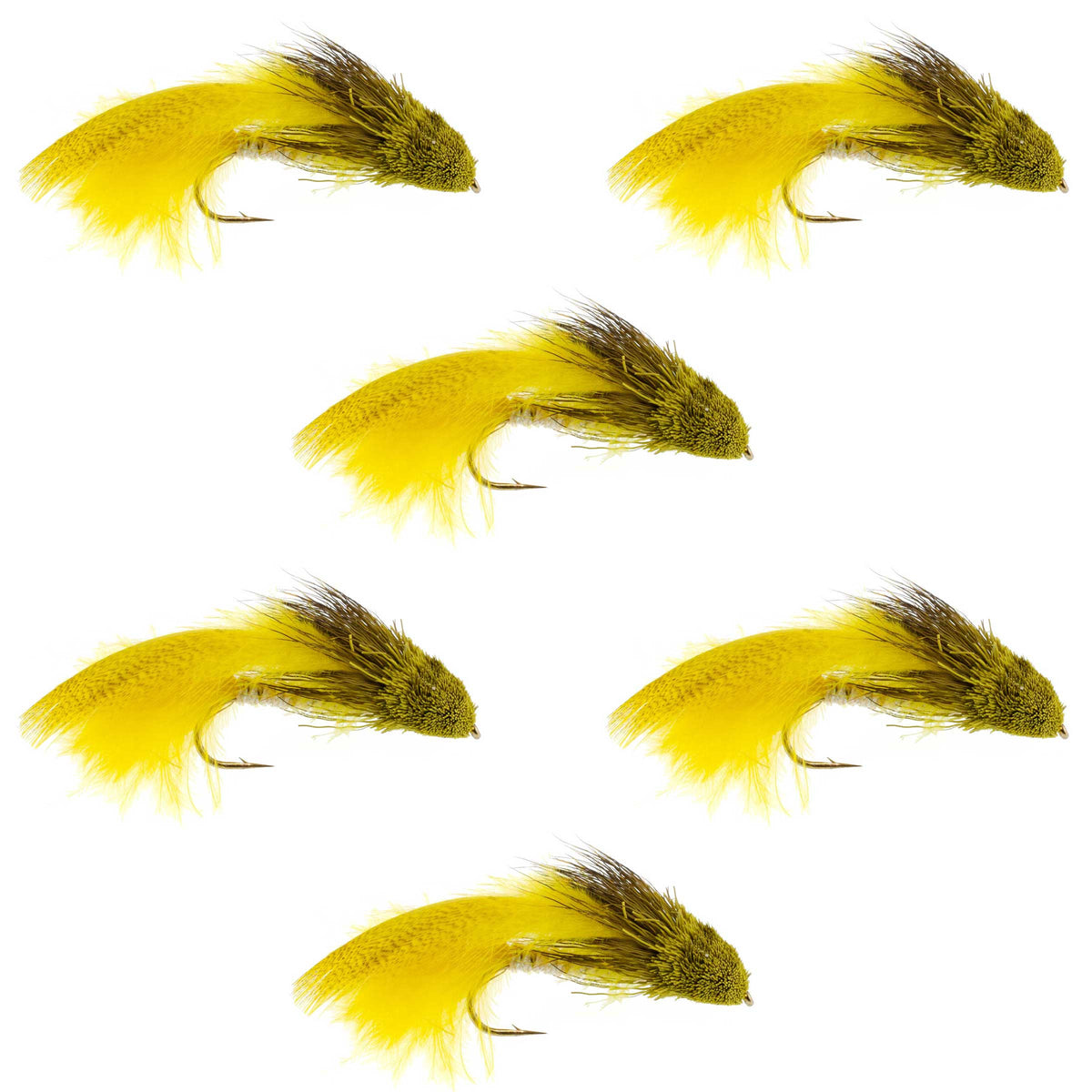 Galloup's Zoo Cougar Yellow Streamer Fly - (6 Pack, Sz 4)