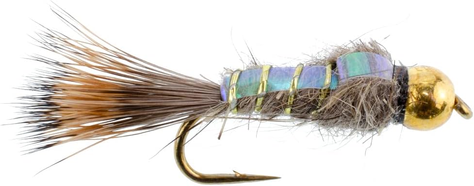 3 Pack Gold Bead Head Flash Back Gold Ribbed Hare&#39;s Ear Nymph Fly Fishing Flies Hook Size 14