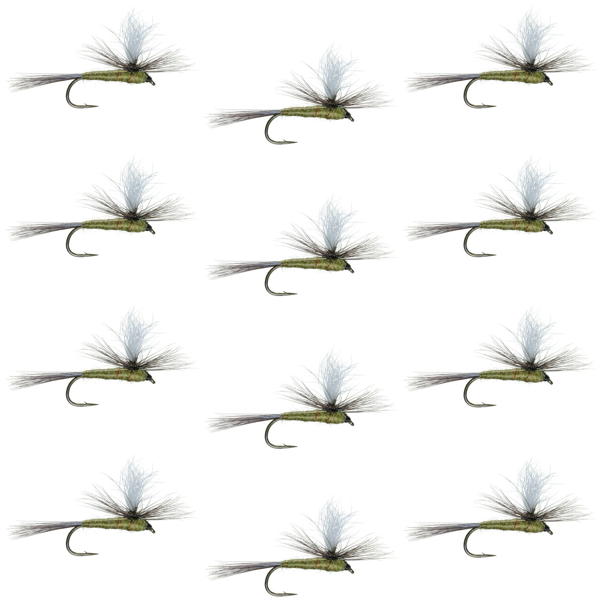 Blue Wing Olive BWO Parachute Dry Fly - (12 Pack, Sz 16)