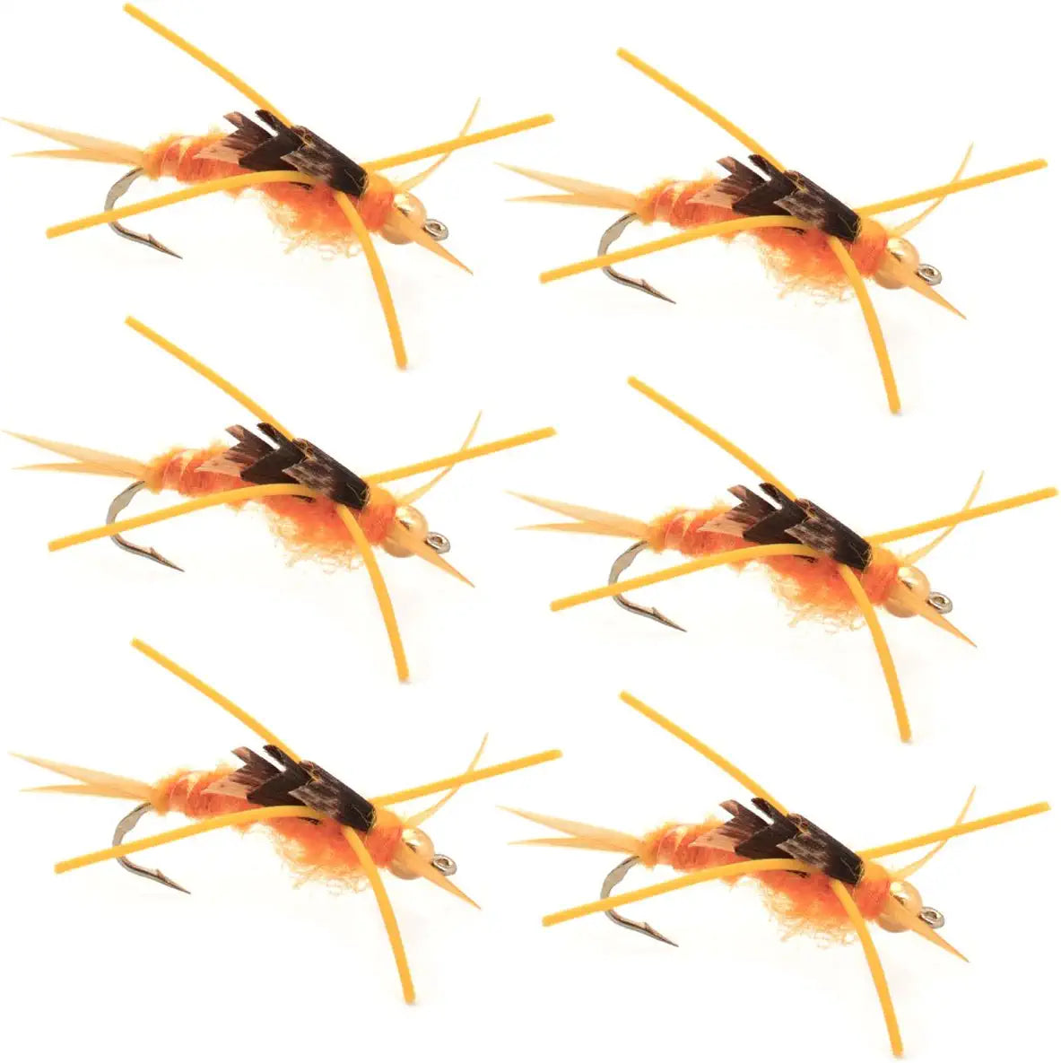 Gold Bead Kaufmann&#39;s Golden Stone Fly with Rubber Legs - Stonefly Wet Fly - 6 Flies Hook Size 8
