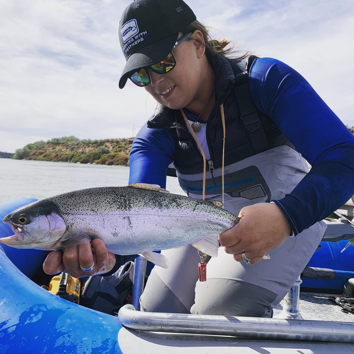 Yellow Sally Trout UPF Shirt- Deep Blue