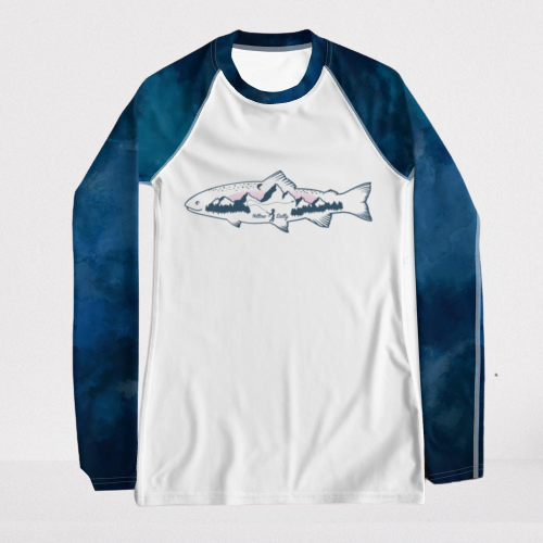 Yellow Sally Trout UPF Shirt- Deep Blue