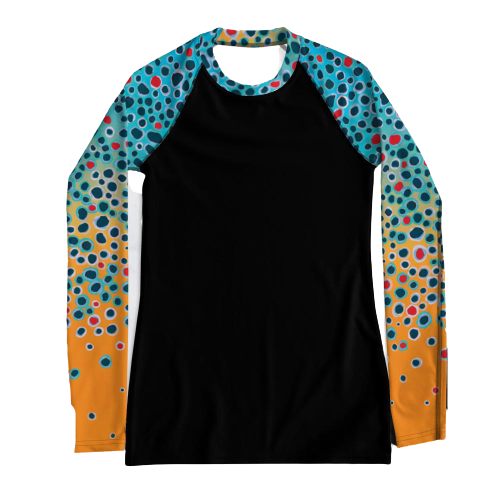 Brown Trout Print Fishing Shirt (black)