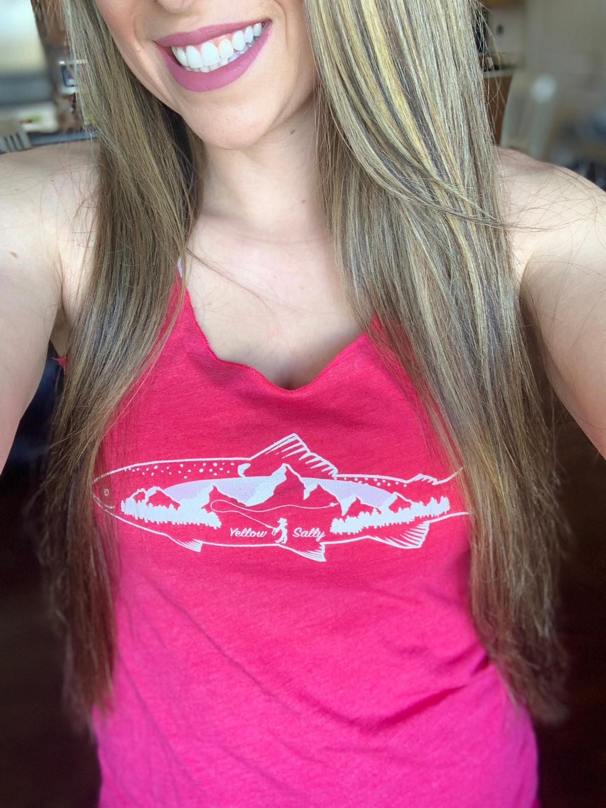 Yellow Sally Trout Racerback Tank